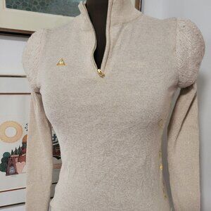Le Coq Sportif Golf Collection Gold Shimmery Sweater Size Small